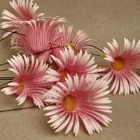 Gerberaer rosa hvide gamle kunstige blomster plastik metal vintageblomst tysk produkt